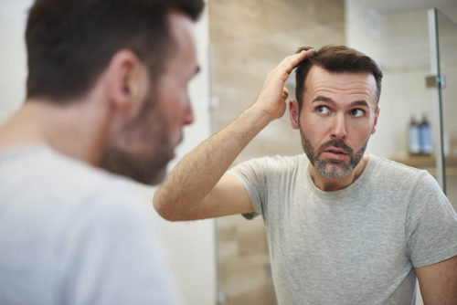 Mature men is worried about hair loss